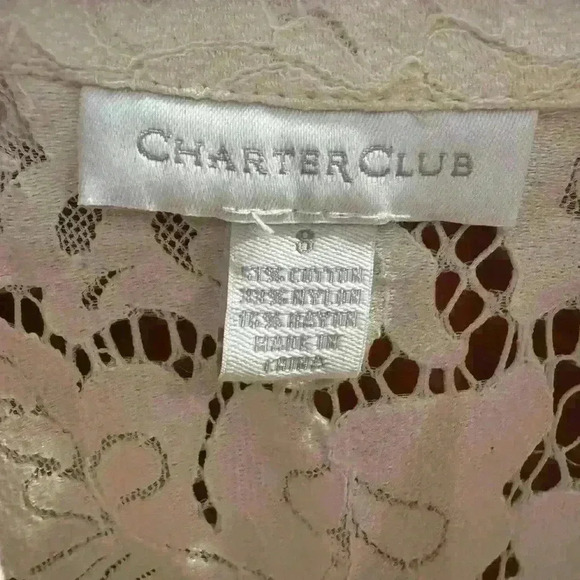Charter club lace button up blouse off white size 8 - Picture 4 of 4